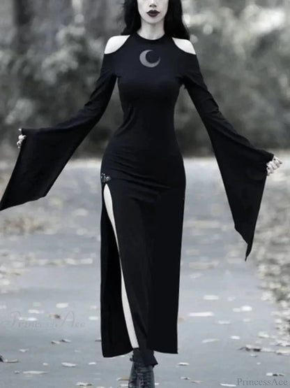 Moon Hollow Out Flare Sleeve Maxi Dress