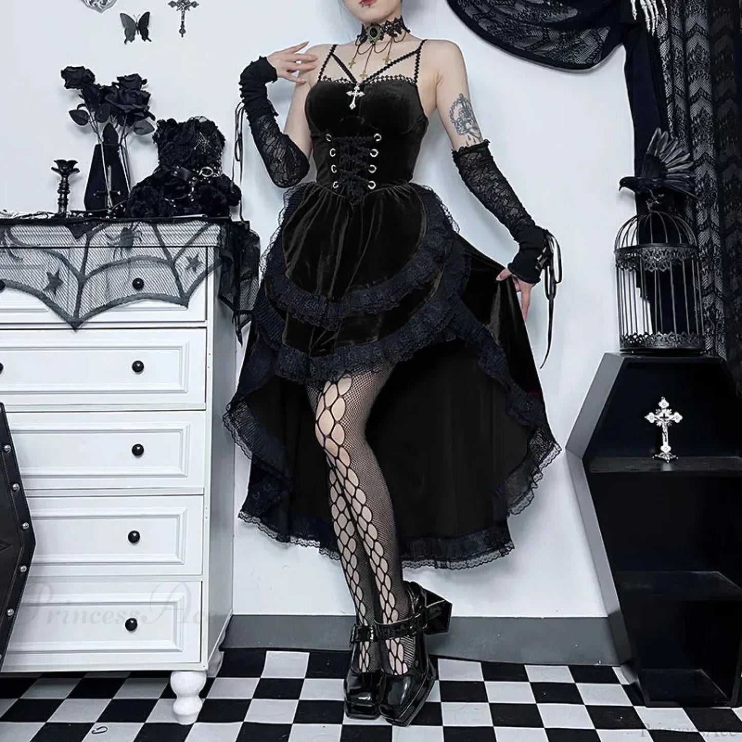 Obscure Attractive Cinch Waist Pull Midi Dress