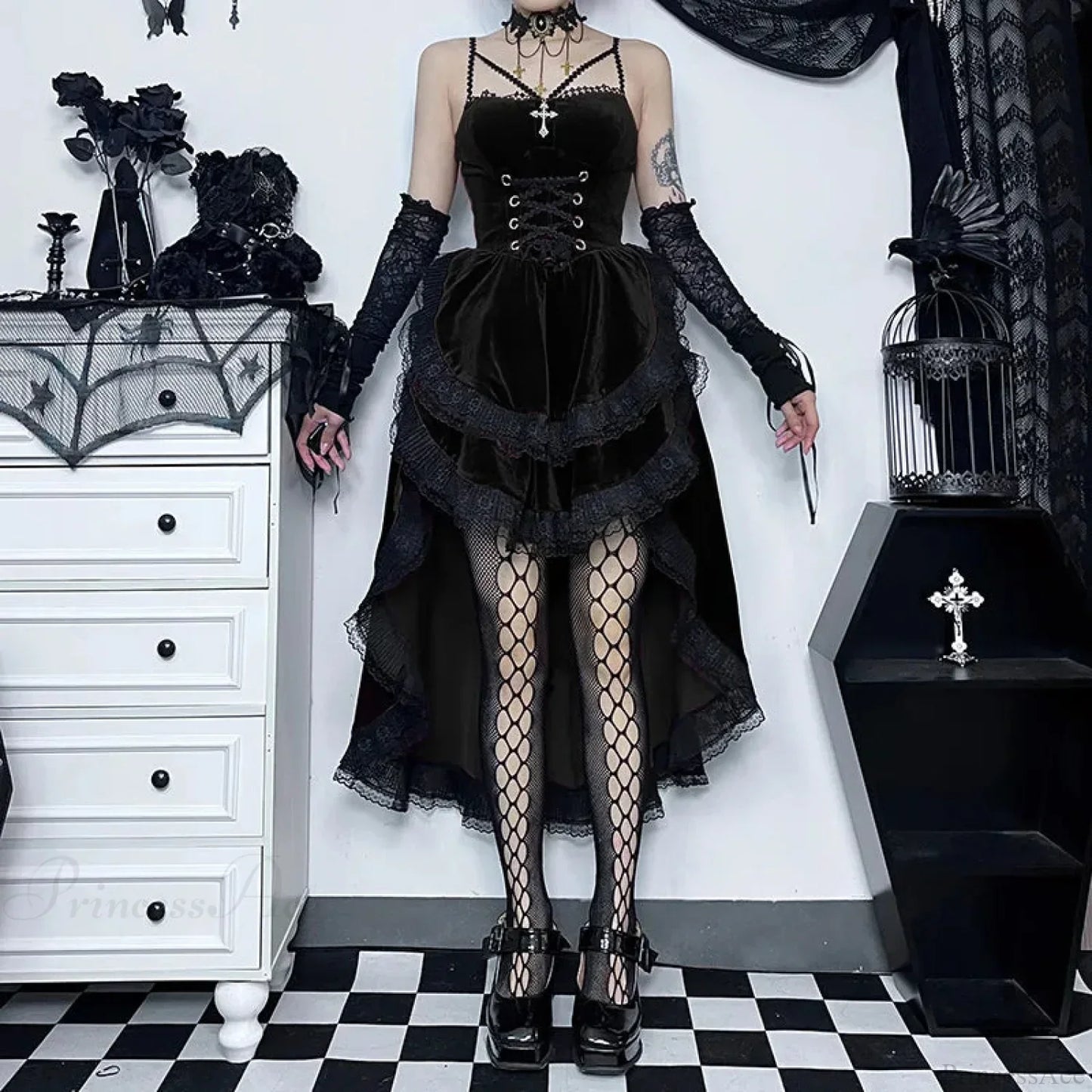 Obscure Attractive Cinch Waist Pull Midi Dress