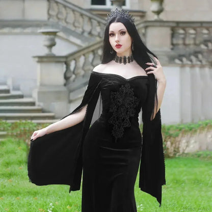 Off Shoulder Flare Sleeve Maxi Dress