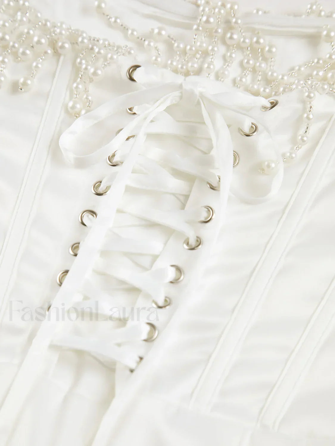 Pearl Decor Graceful Strapless Midi Dress