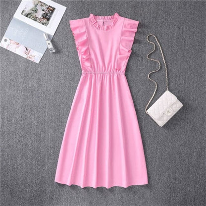 DressBetty - Elegant Heart Dot Sleeve Ruffles Medium Dress