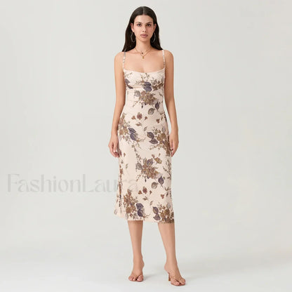 Ruched Square-Neck Midi Dress