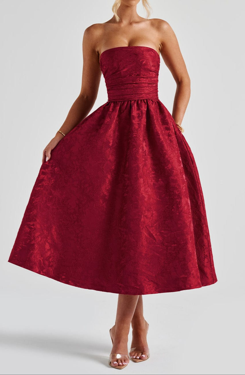 Isotta Midi Dress - Red
