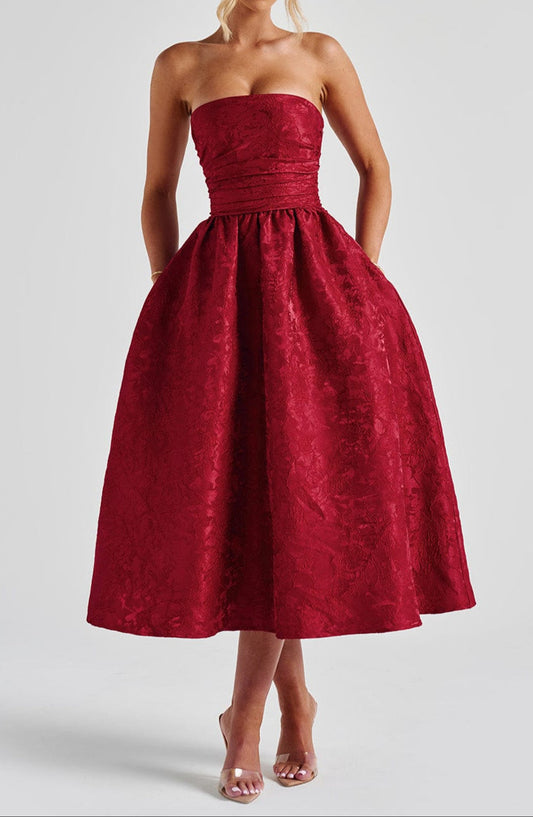 Isotta Midi Dress - Red