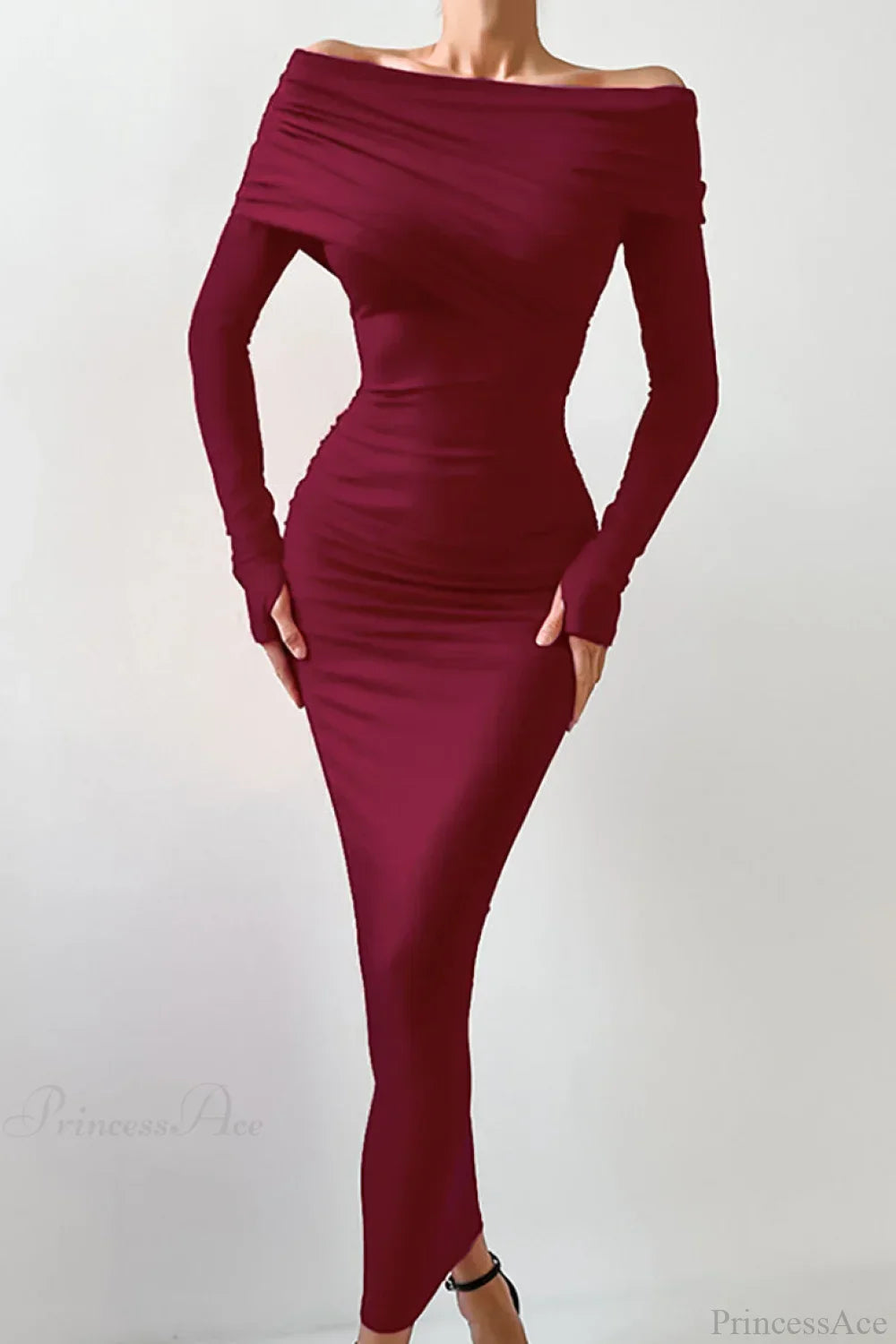Sheath Off Shoulder Sleek Maxi Dress
