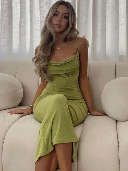 Strapless Backless Midi Dress