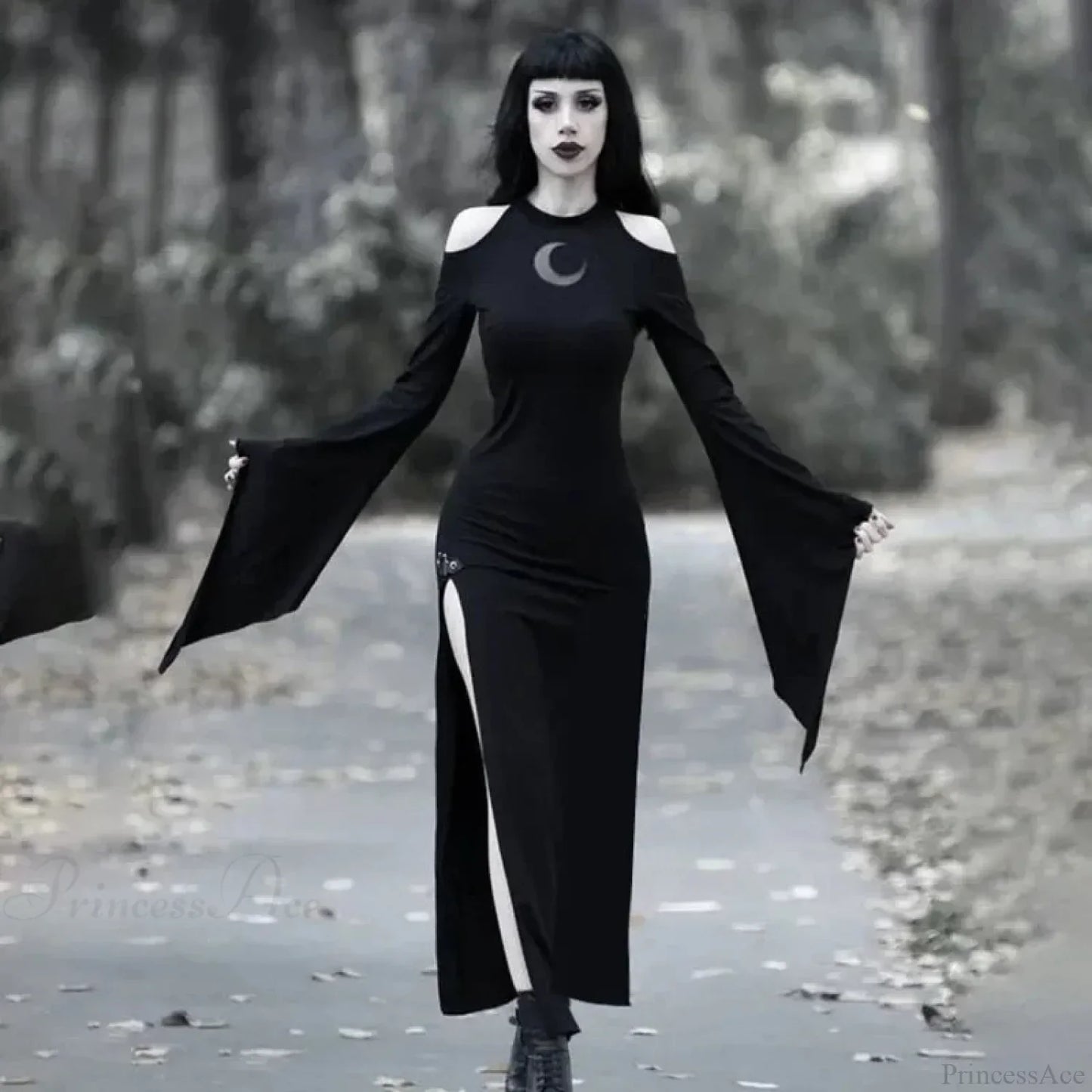 Trumpet Sleeve Lunar Maxi Dress