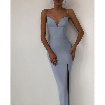 DressBetty - 2024 Elegant High Slit Bodycon Spaghetti Straps Corset Midi Dress